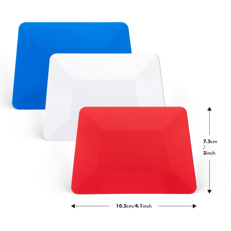 FOSHIO Vinyl Installing Tool Set Include White Hard Card, 4" Blue and Red Soft Card Style Edge Squeegee, White Fabric Felt for Squeegee Auto Window Film Wrap Tool - Image 2